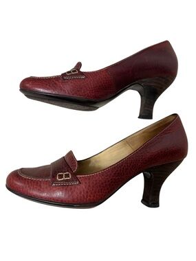 Söfft Leather Heels – Burgundy Vintage Style Kitten Heel Pumps Size 9